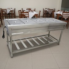 110V 5-Pan Bain-Marie Buffet Food Warmer Commercial Steam Table Temp. Adjustable