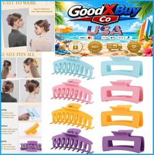 8 Pack Large Hair Claw Clips 4.3 Inch Colorful Non Slip Strong Hold For Thick
