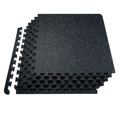 VEVOR 0.56'' Thick Gym Floor Mats 6 Tiles Rubber Top with EVA Foam Black & White