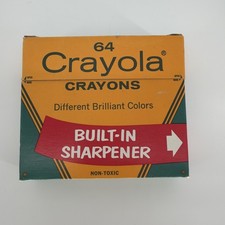 Vintage Binney Smith Crayola Crayons 64 Box w/ Sharpener Retired Colors Sealed