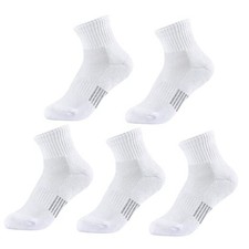 Ankle Socks Boys Running Socks Girls Cushioned Medium 5 Pairs Style B-white
