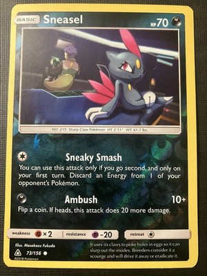 Sneasel 73/156 Pokemon Sun & Moon Ultra Prism 2018 Reverse Holo LP
