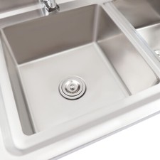2 Compartment Commercial Sink w/ Double Faucet Restaurant Sink Stainless Steel
