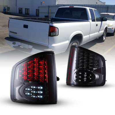 LED Taillights Chrome Smoke for 1994-2004 Chevy S-10 Pickup GMC Sonoma Rear Lamp