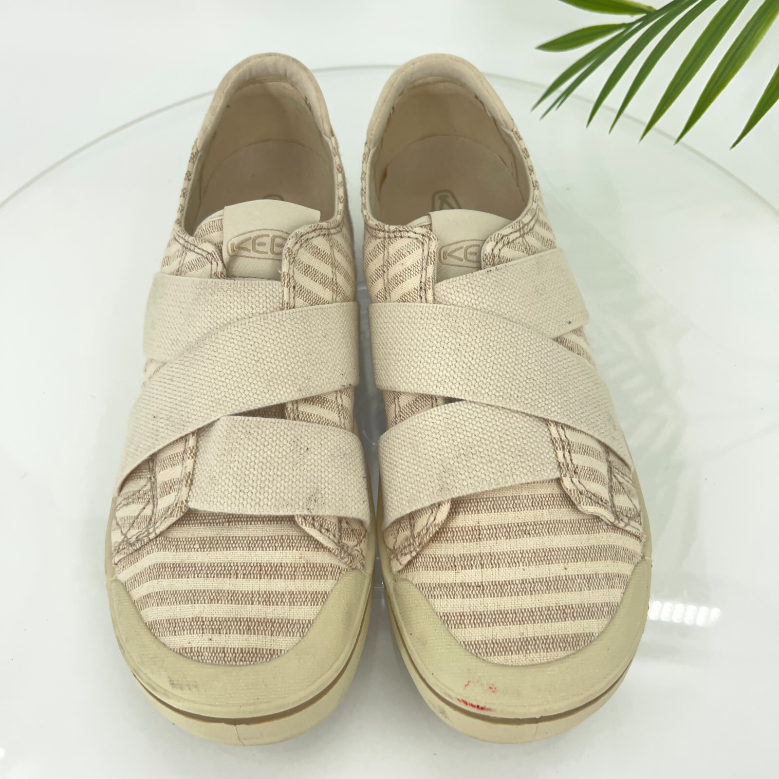 Sneaker Keen donna Elsa IV taglia 7 5 beige a righe scarpa bassa vulcanizzata retrò