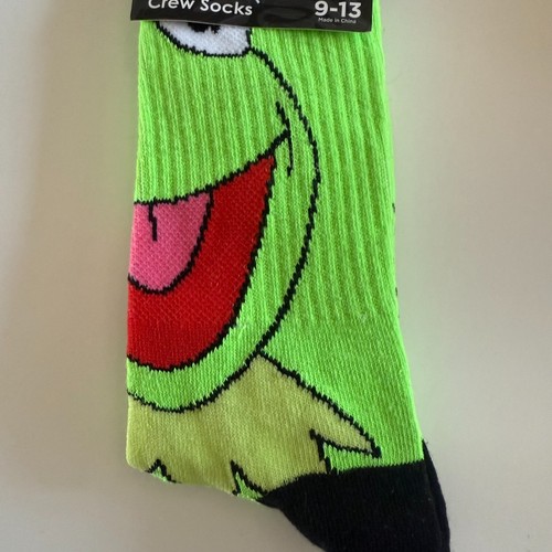 NEW DISNEY MUPPETS KERMIT THE FROG green crew socks size 9-13 - Picture 2 of 3