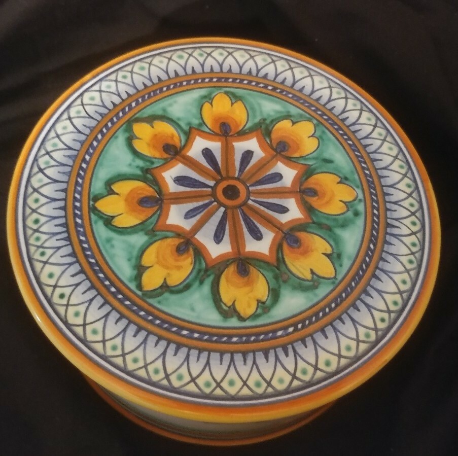 a fatta Vintage GIALLETTI G. DERUTA ANFORA 陶器トレイ Mano A Dec Deruta Giulio Gialletti mano oro in decori con アンティーク雑貨