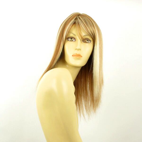 Perruque mi-longue blond cuivré méché blond clair Raphaella F27613