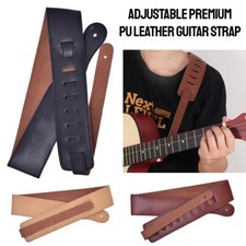 Thick Padded PU Leather Guitar Strap - Adjustable Classic Belt for Electric &