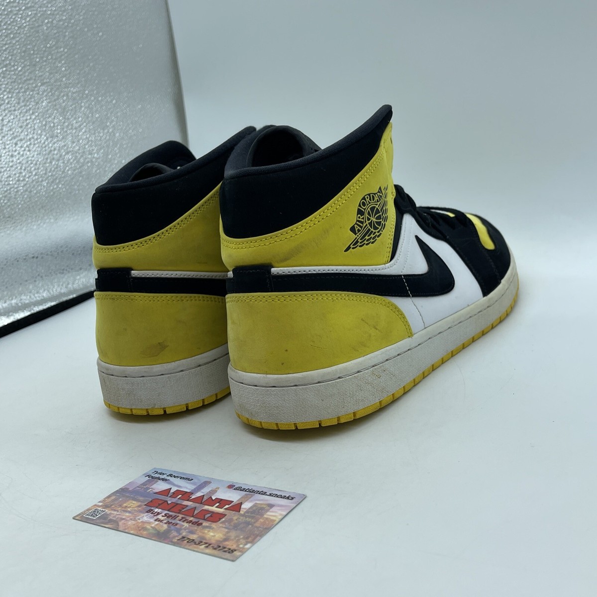 Size 11.5 - Air Jordan 1 SE Mid Yellow Toe Black White