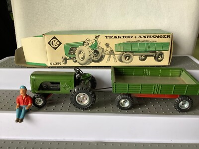  Vintage CKO Kellermann Nr.389 Traktor + Anhänger + Fahrer (CJ36-45S8/3)