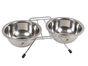 Détails Sur Double Gamelle Pour Chien Ou Chat En Inox Support Avec Pieds Antidérapant 871003
