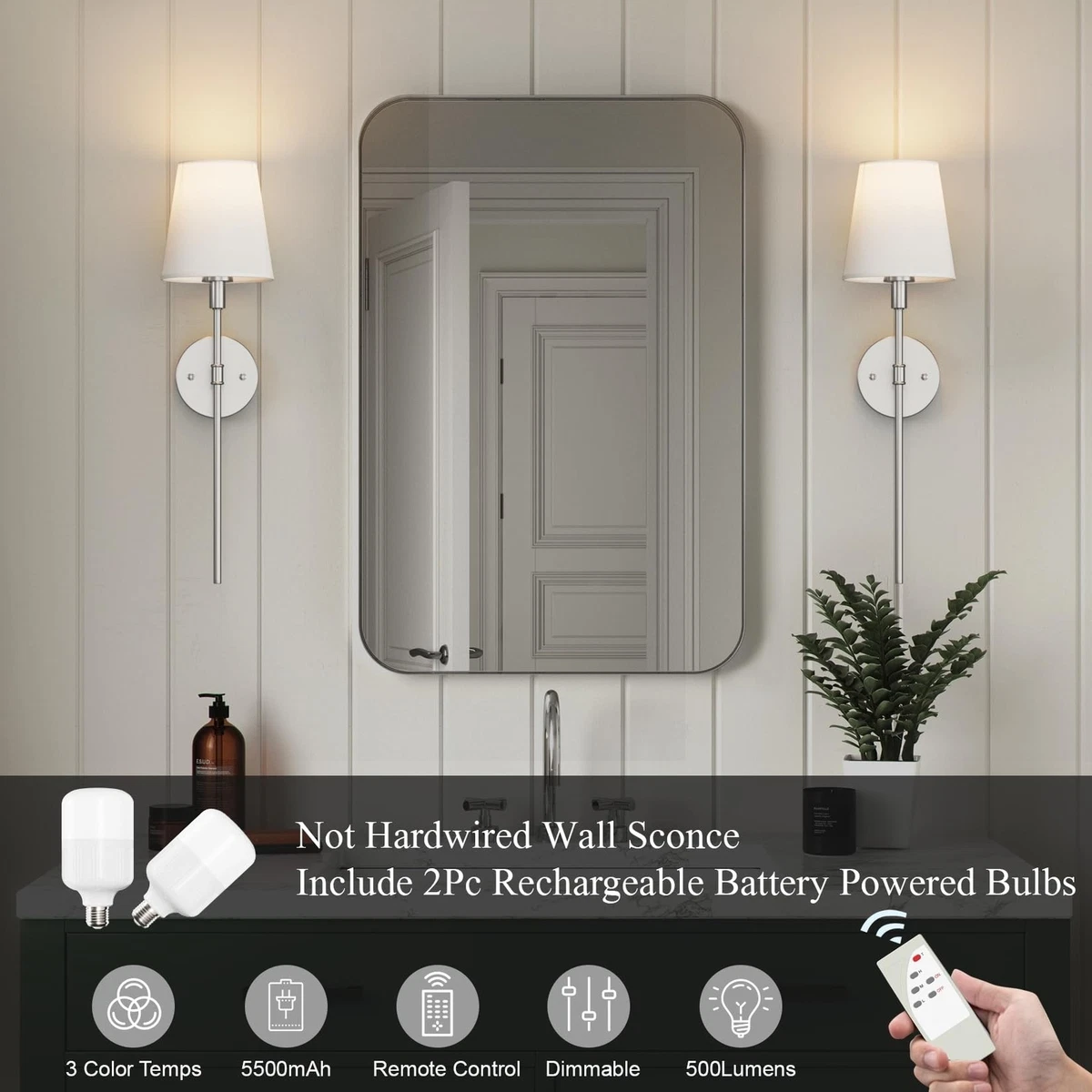 Silver battery operated wall sconces deals