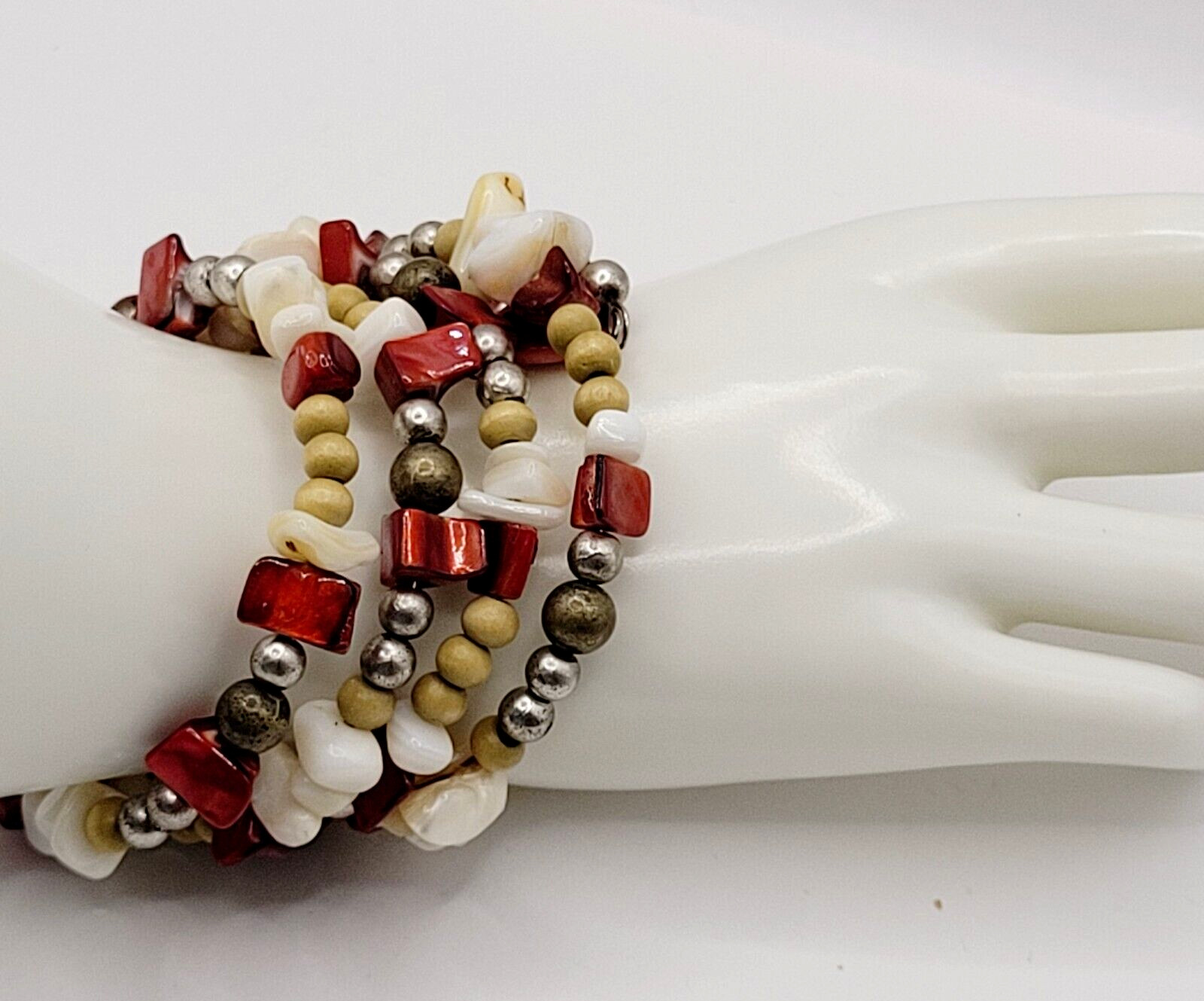 Chunky Wrap Memory Wire Glass Shell Colorful Boho… - image 10