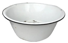 Vtg Enamelware Dish Wash Baby Bath Tub Black White Farmhouse Rustic Planter