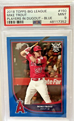 2018 Topps Big League Mike Trout Players in Dug Blue # 150 - PSA 9 Mint POP 3  