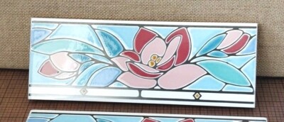 Multi color Flower Border Tile / Accent Tiles / Made in Italy - Hand-painted 