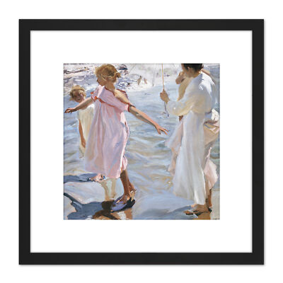 Joaquin Sorolla Y Bastida Zeit für ein Bad Valencia quadratisch gerahmtes Wandbild 8 x 8 Zoll