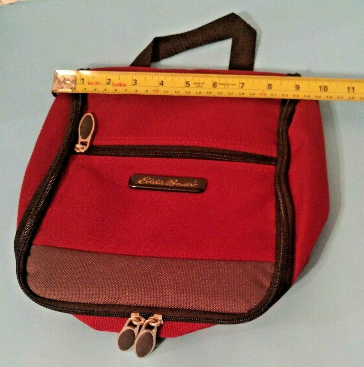 EDDIE BAUER Burgundy Canvas Expandable Messenger Tote Travel Bag
