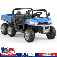 2-Seater 24V Kids Ride On Dump Truck, 4WD 6-Wheel Electric Vehicles Car w/Remote