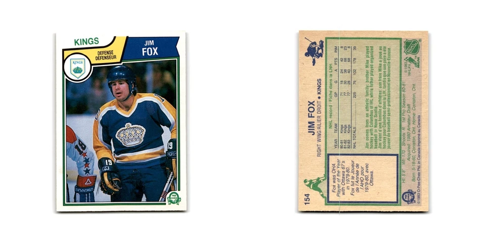 1983 O-Pee-Chee Jim Fox Los Angeles Kings #154 - Image 3 of 3