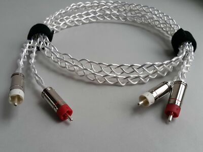 1Pair OCC Silver RCA Audio Cable interconnect wire hifi