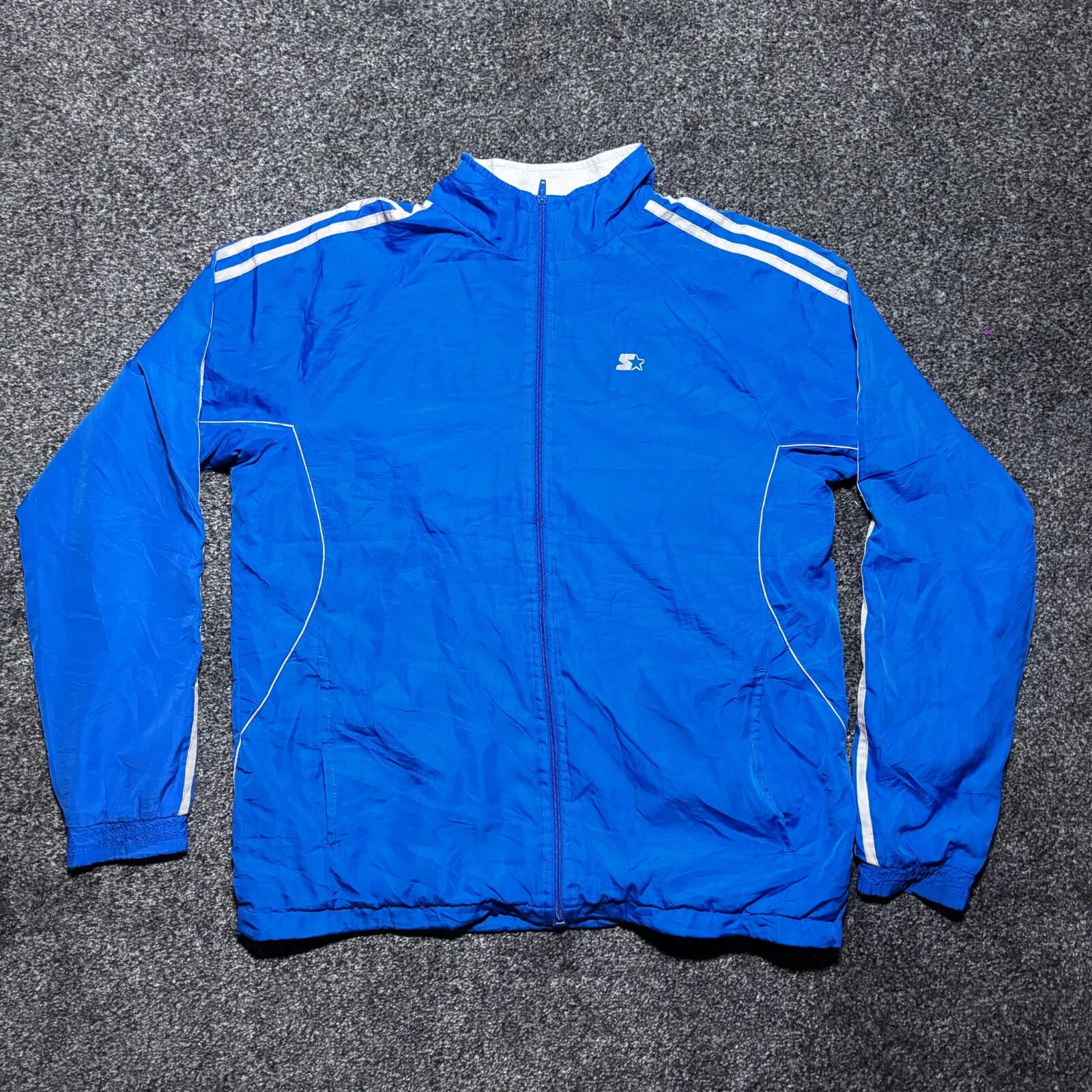 Starter Blue Jacket Mens Medium USA American Jacket Windbreaker