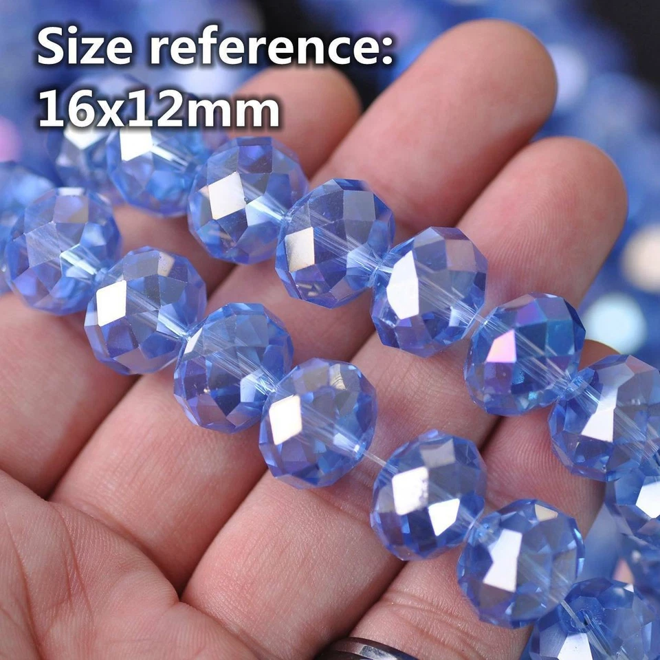 10pcs Large 16mm(16x12mm) Rondelle Faceted Crystal Glass Loose Beads lot Colours - Image 2 of 4