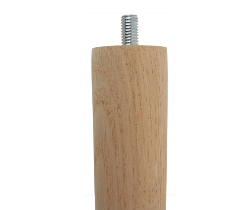 Oak Leg 612mm Long Ø34 Tapered Stool leg With M4 Bolt & choice of Fittings - Picture 5 of 9