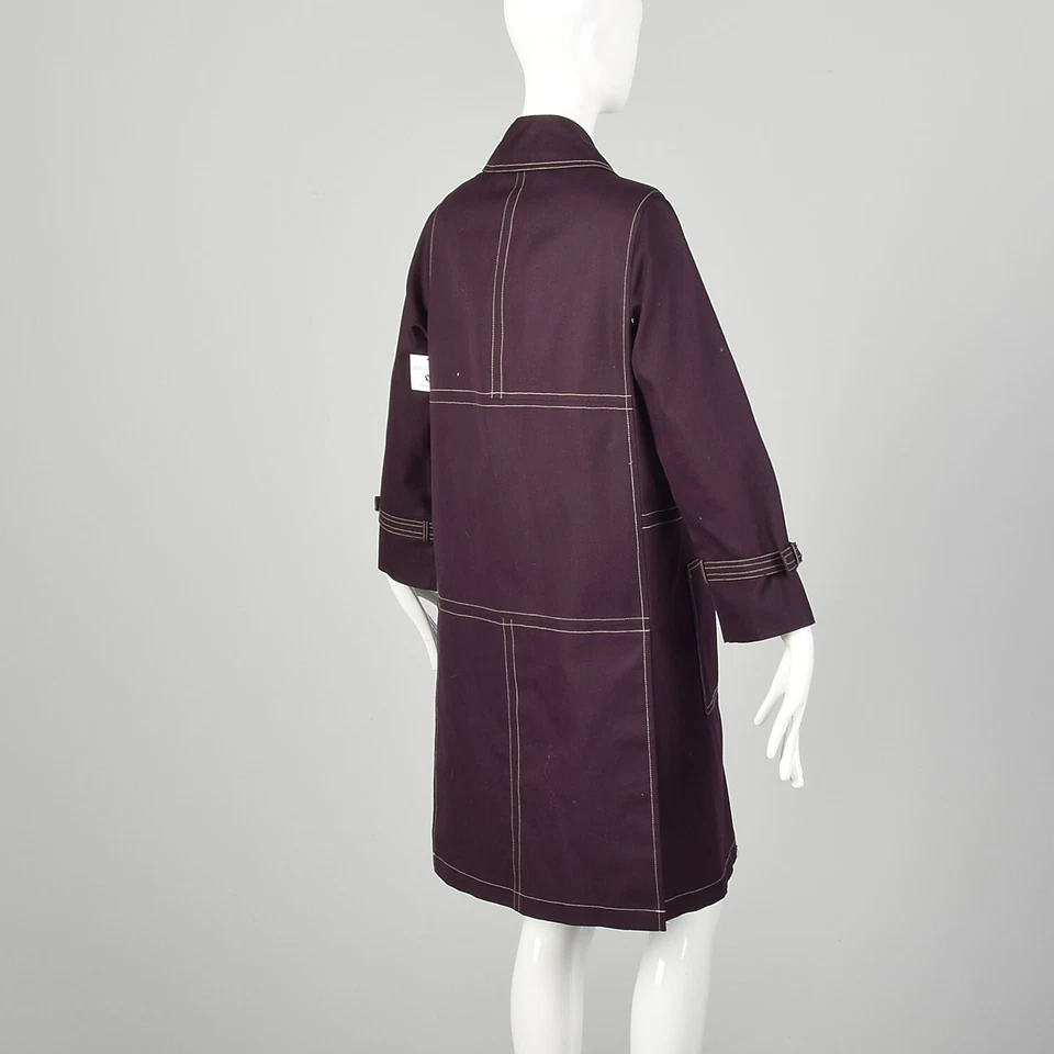 Abrigo Mediano Años 60 Ciruela Berenjena Mod Doble Pecho Lona Otoño De Colección Años 60 Foto 4 de 4