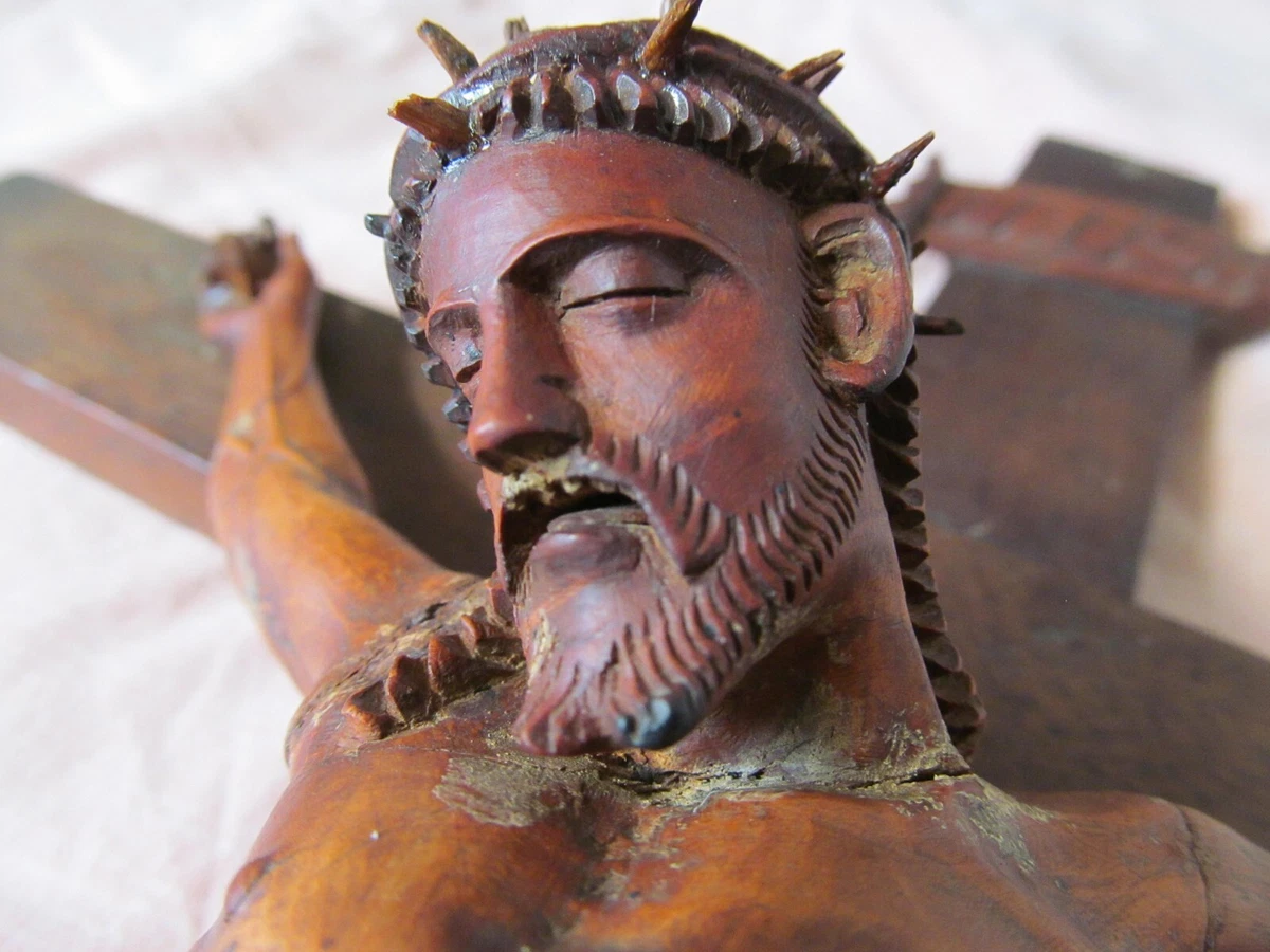 Statua Gesù Cristo Crocifisso In Alabastro Tono Oro – 23 Cm, Realizzata A Mano In Grecia, Arte Cristiana