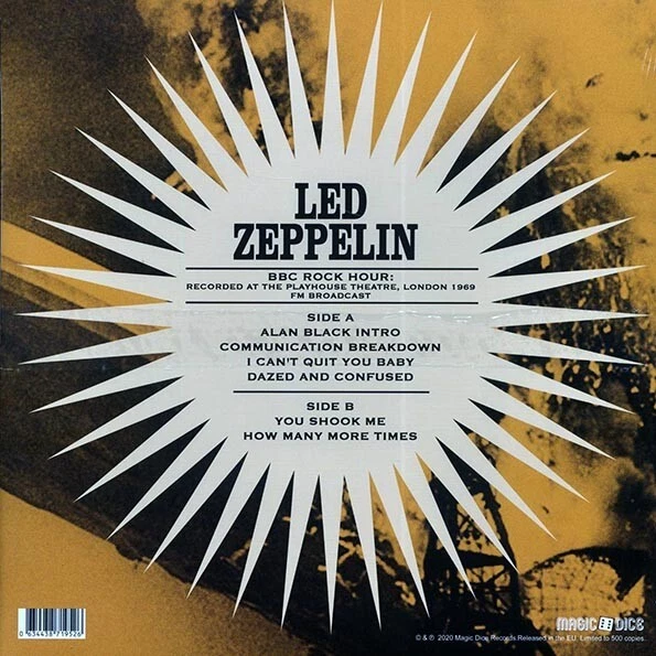 Led Zeppelin BBC Rock Hour 1969 Playhouse Theatre London Limited 500 Copies LP - Image 2 of 2
