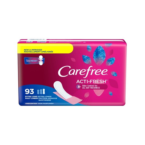 Carefree Acti-Fresh Body Shape Pantiliners Extra Long& Absorbent Unscented 93 Ct - Bild 1 von 7