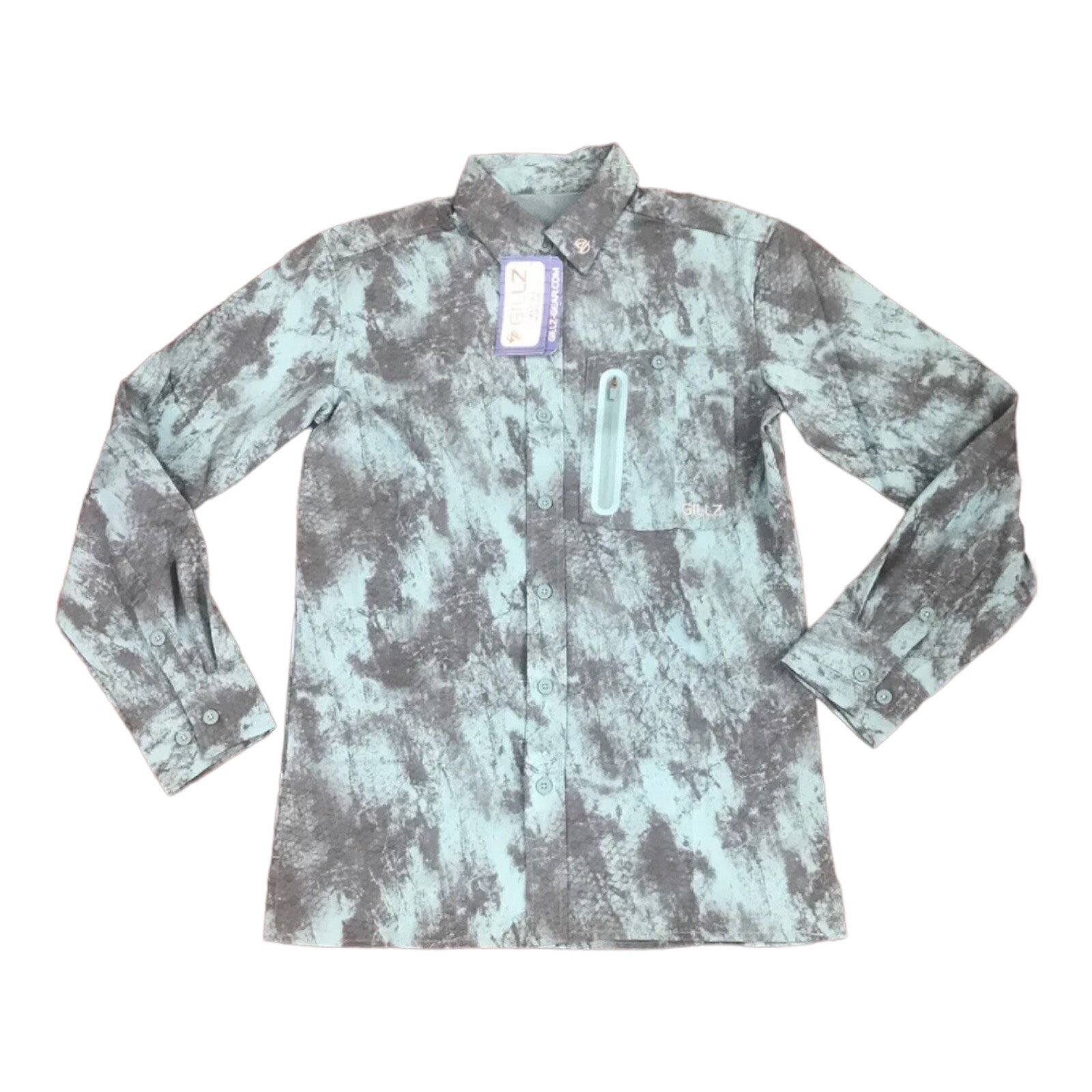 NWT$60 Мужская тканая рыболовная рубашка Gillz Deep Sea зеленого цвета, Размер маленький