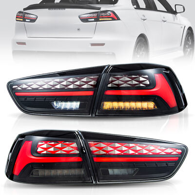 VLAND Tail Lights LED For-Mitsubishi Lancer 2008-2017 Smoked w/Startup Animation