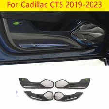 For Cadillac CT5 2019-2023 Steel Carbon Fiber Interior Door Anti-Kick Cover Trim