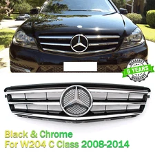 Sport Front Grill Grille W/Emblem For Mercedes Benz W204 C250 C300 C350 2008-14