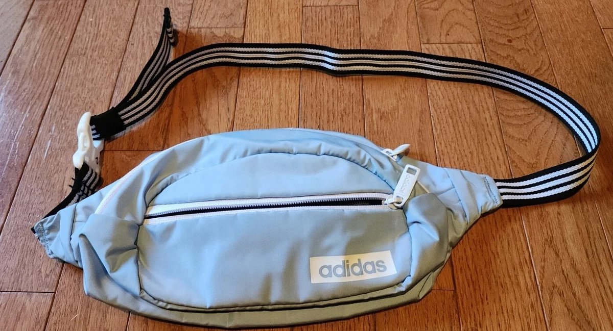 Adidas Belt Bag Fanny Pack Light Baby Blue Chest Bag One Size Adjustable Stripe