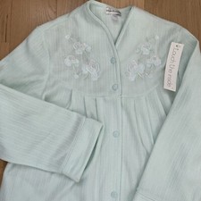 New 1990s Miss Elaine Duster Small Fleece Floral Ribbed House Coat Long Robe