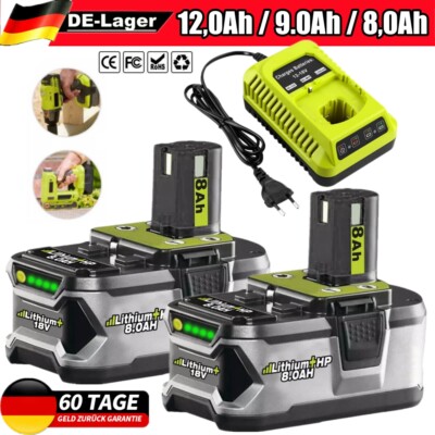 8,0AH Für Ryobi Akku 18V Lithium One Plus 9,0 12,0AH RB18L50 P108 RB18L40 DE