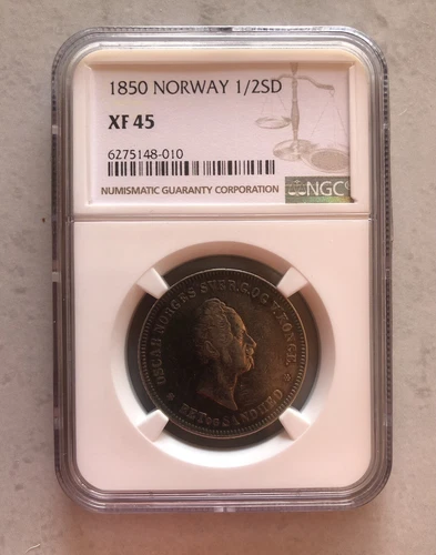 NORWAY 1850 1/2 SPECIEDALER - NGC XF 45