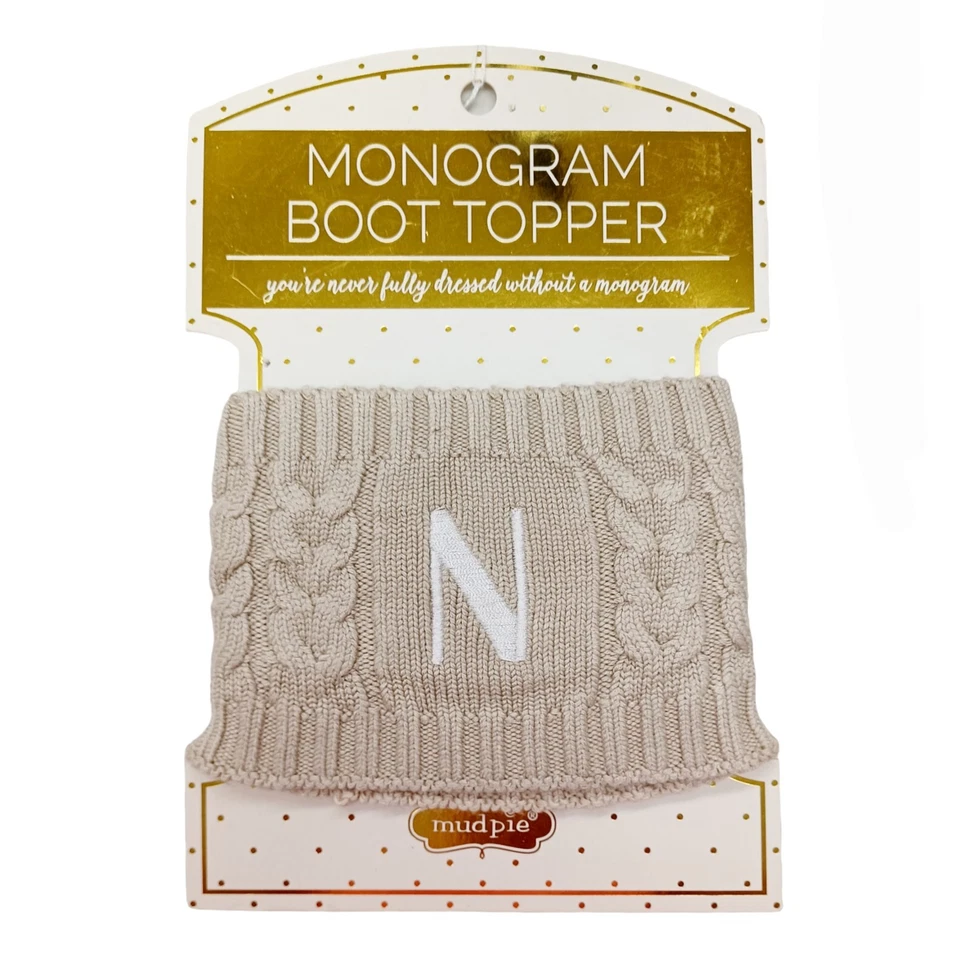 2x Toppers para botas: Mud Pie-Gris Limón Monograma N Tejido Tostado Foto 2 de 4