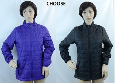 MAGELLAN women's packable purple/black thin zip puffer base layer jacket,S,M,L,X