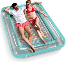 Inflatable Tanning Pool Lounger Float -  4 in 1 Sun Tan Tub Sunbathing Pool Loun