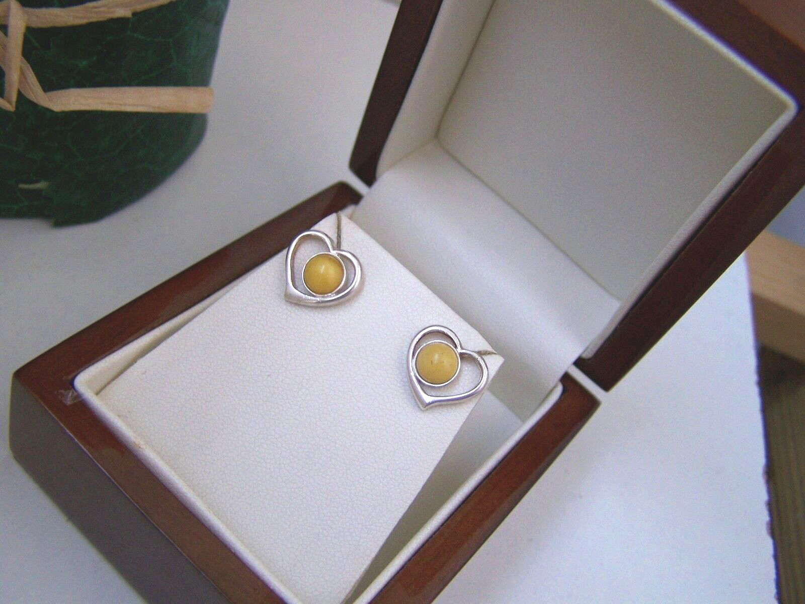 SOLID STERLING SILVER OPEN HEART BUTTERSCOTCH EGG… - image 1