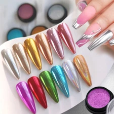 Nail Glitter Metallic Effect Chrome Pigment Magic Mirror Powder Solid Nail Dust✔