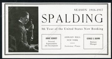 1916 Albert Spalding photo US violin tour booking vintage print ad