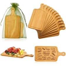 Nuenen 20 Pcs Mini Wooden Cutting Board Bulk with Handle, Small Wood Charcute...