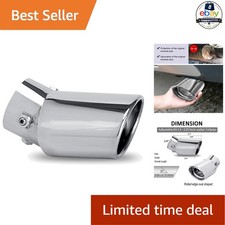 Exhaust Tip 1.5-2.25 Inch Silver Stainless Steel Curved Oval Outlet Exhaust Tip 1.5-2.25 Inch Silver Stainless Steel Curved Oval Outlet