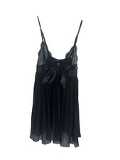 Victorias Secret Lace  Chiffon Babydoll Chemise Lingerie Sz XS Black Coquette